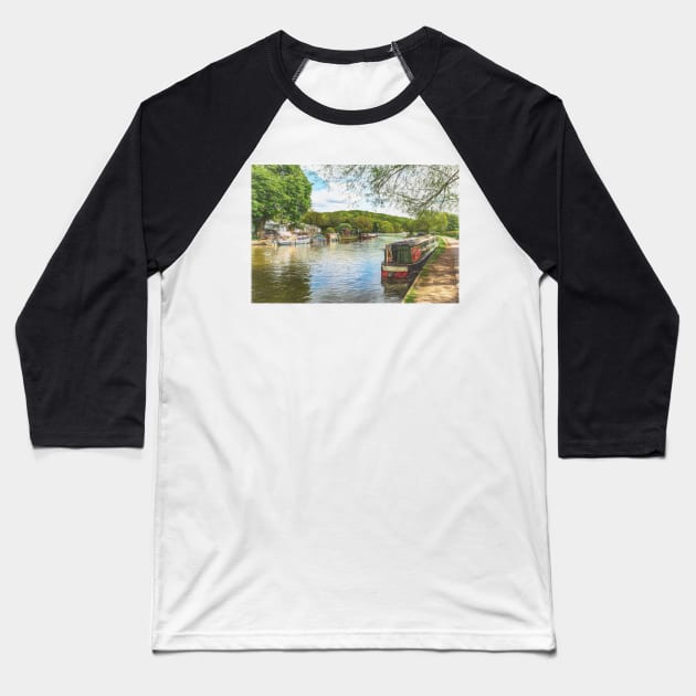 A Narrowboat Moored At Henley Baseball T-Shirt by IanWL